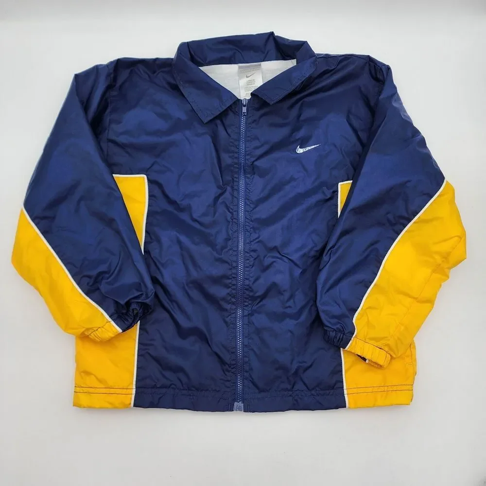 Nike‎ Kids Boys Size 7 Navy Yellow Windbreaker Jacket